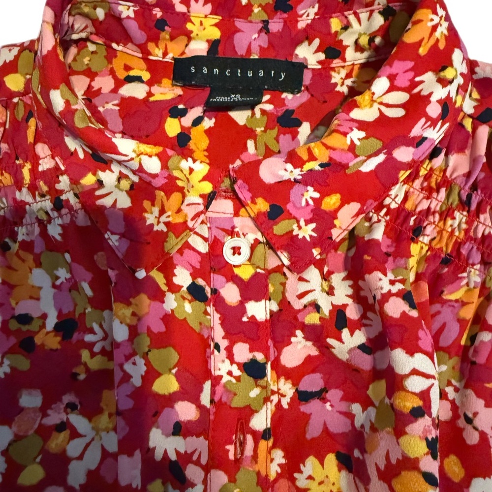 Sanctuary Floral Blouse - Red, Pink, and Yellow  EUC size Ex small - Picture 2 of 5